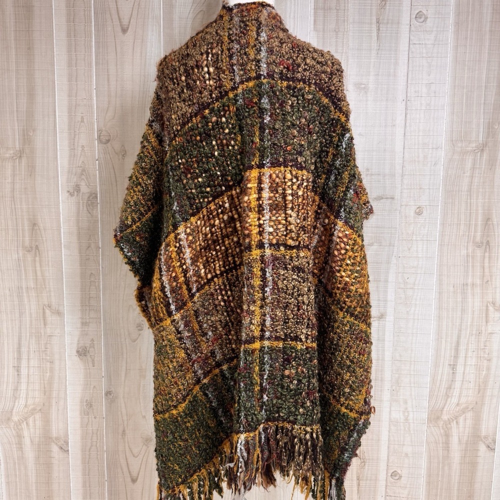 World Market Shaggy Chunky Knit Fringe Cardigan Sweater Multi Western Boho OS